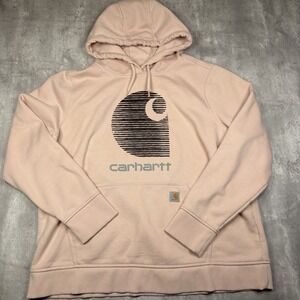 Carhartt Rain Defender Logo Hoodie Womens XXL Pink Relaxed Fit Pullover Workwear